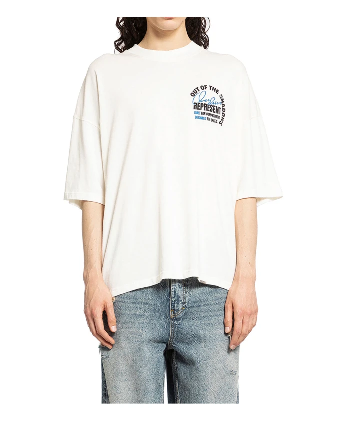 

Футболка оверсайз с принтом логотипа в стиле «теневой» Represent, белый