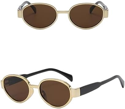 

Женские солнцезащитные очки с золотистыми овальными линзами, винтажная оправа рыжевато-коричневого цвета, маленькая круглая форма, удобные очки с зеркальными линзами MTZJH, Coffee