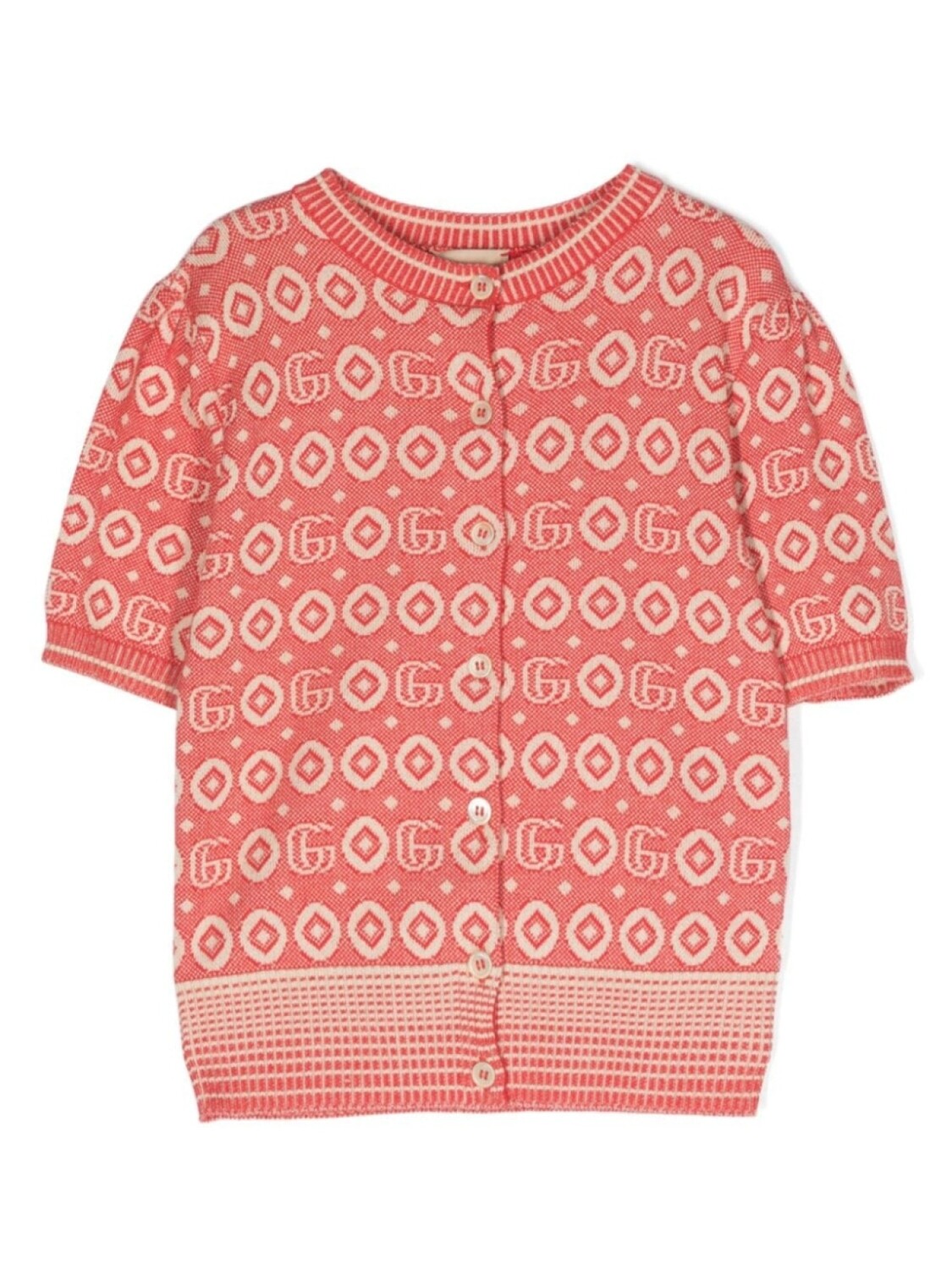

Gucci Kids кардиган в рубчик с узором Double G, нейтральный цвет