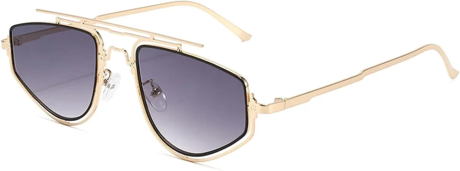 

Ретро-солнцезащитные очки «кошачий глаз», металлическая оправа, двойная перемычка, градиентное зеркальное покрытие, защита UV400, цвет Gun Gray, TVTBBVV