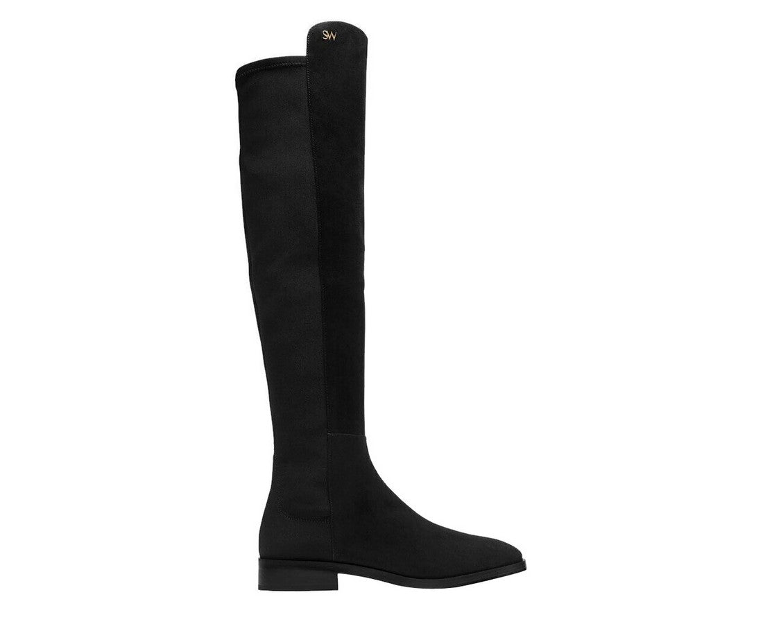 Stuart Weitzman Женские Замшевые Сапоги до колена с логотипом, черный