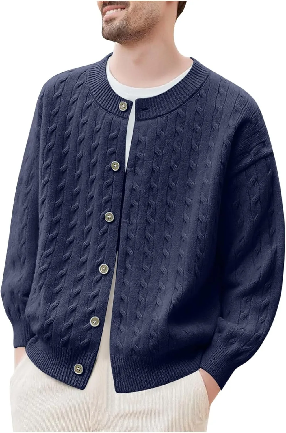 

Мужской свитер с длинными рукавами и застежкой на пуговицах ABABC