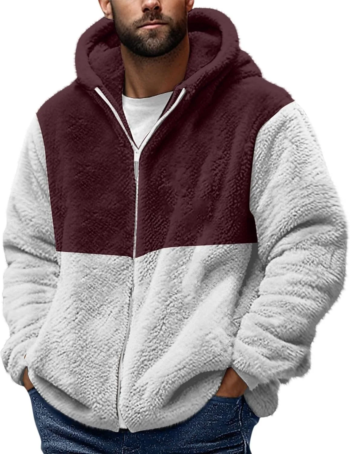 

Теплый худи с капюшоном V-образным вырезом для мужчин