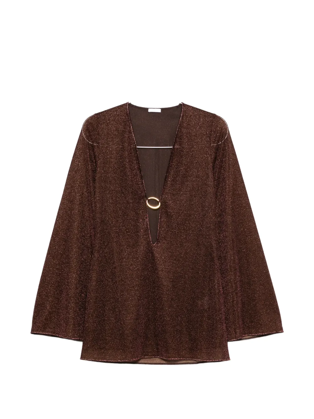 

Мини-платье с V-образным вырезом и кольцевым декором Oséree, коричневый