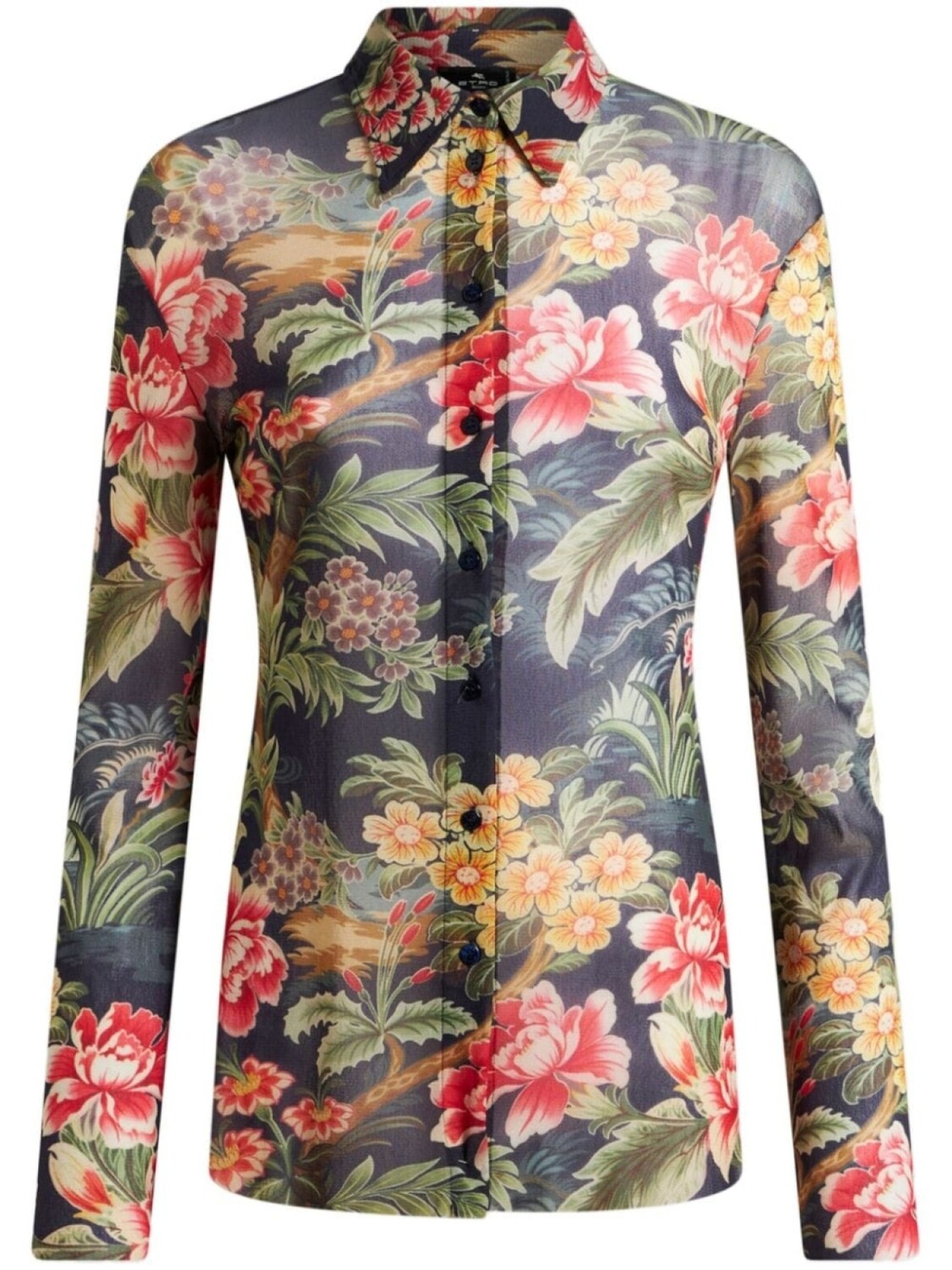 

ETRO рубашка из тюля с принтом, черный