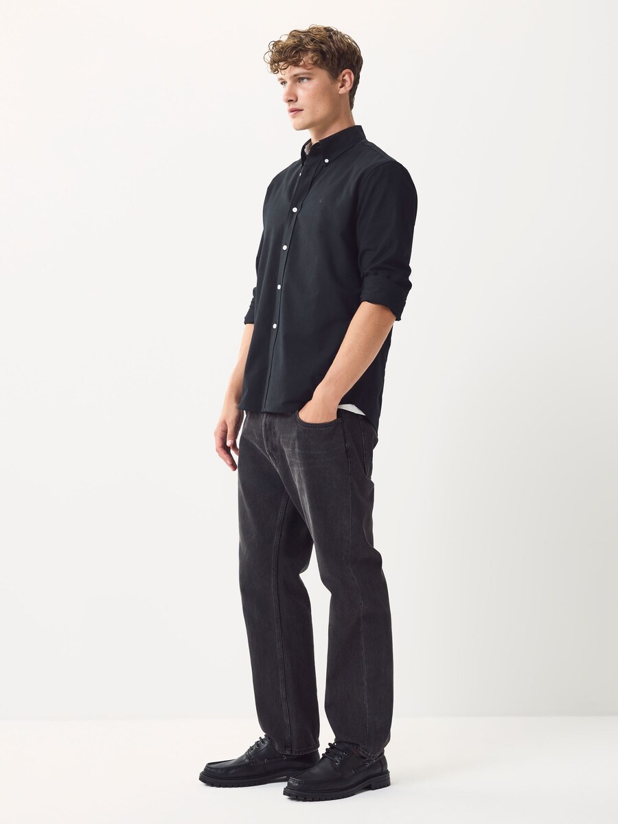 Рубашка Slim Fit на пуговицах Next, черный — фото 4