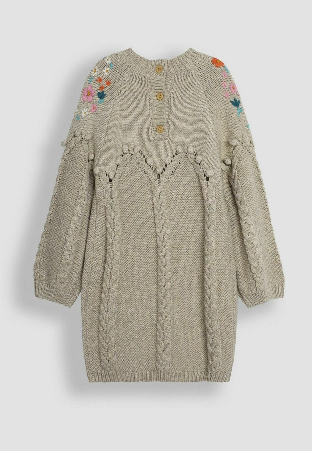 Трикотажное платье FLORAL EMBROIDERED CABLE, REGULAR FIT JoJo Maman Bébé, пестрый бежевый — фото 2