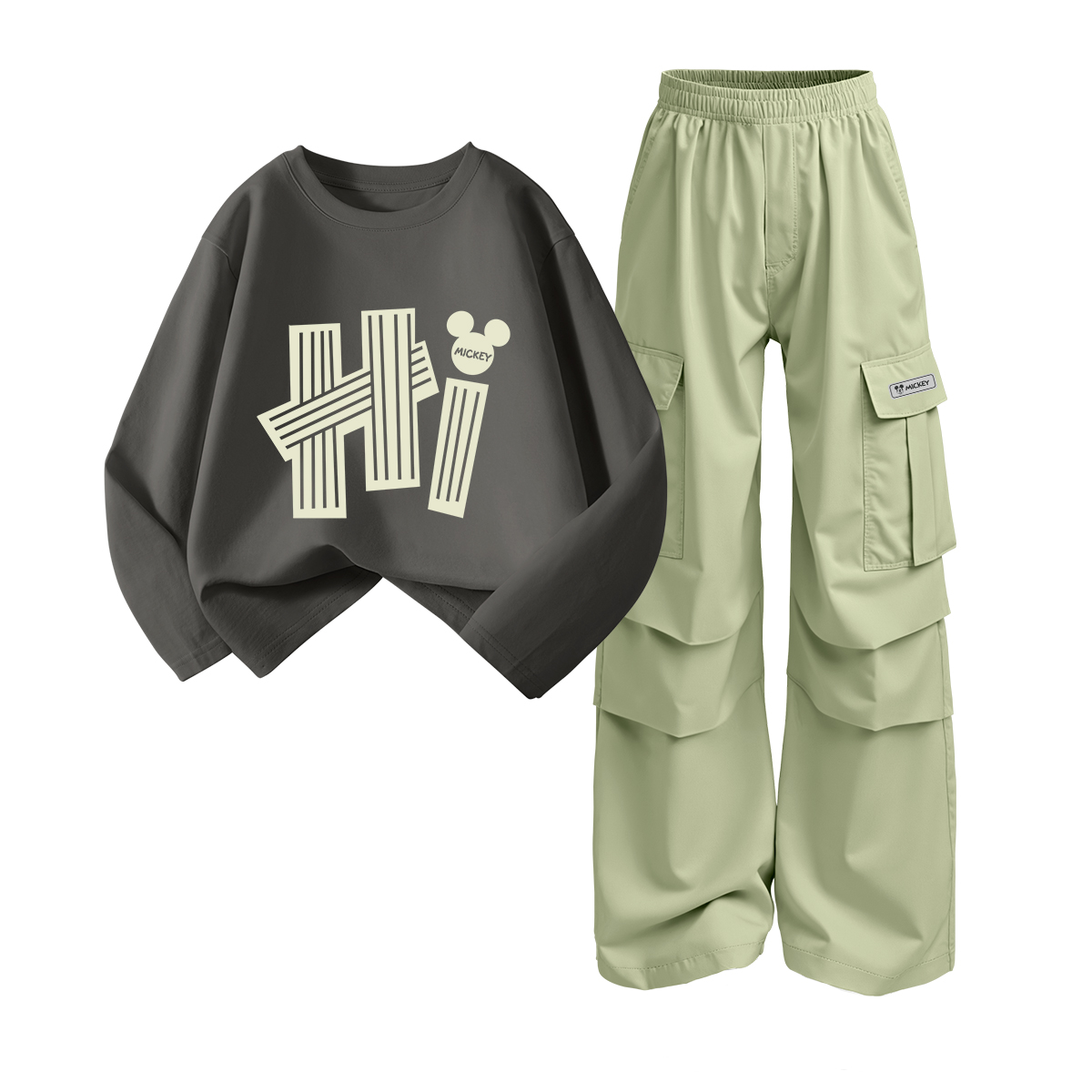 

Детская повседневная спортивная одежда Disney, серый/зеленый