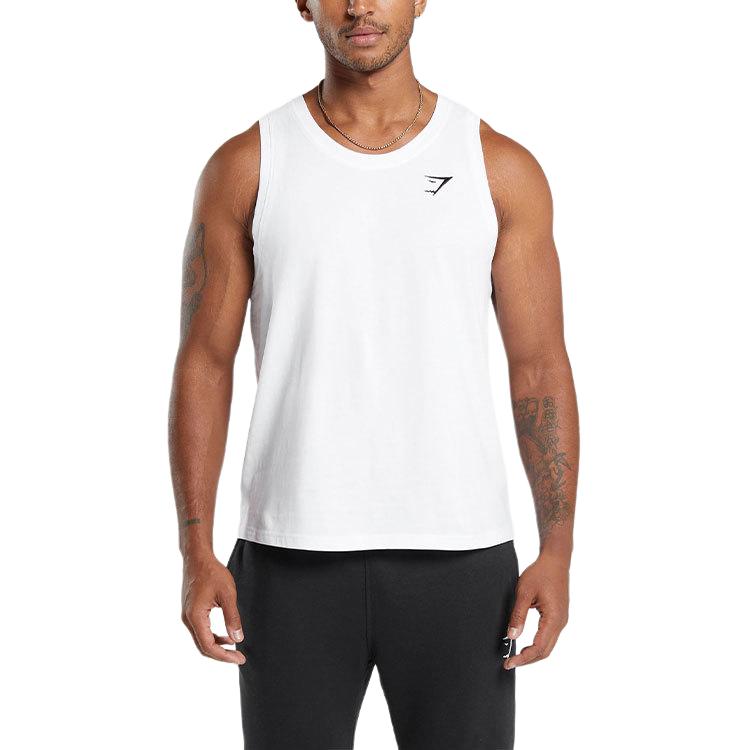 

Gymshark Мужская майка-топ белого цвета с круглым вырезом, умеренно прямой крой