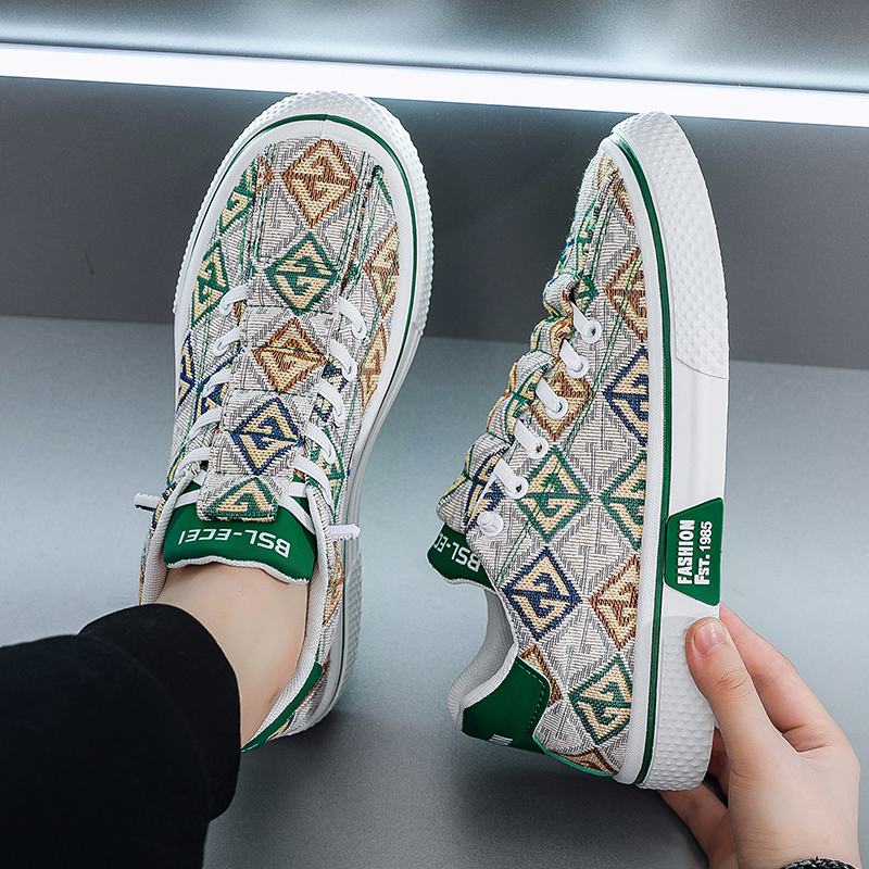 Износостойкие мужские скейтерские кеды Low Top ZULISHI, зеленый — фото 4