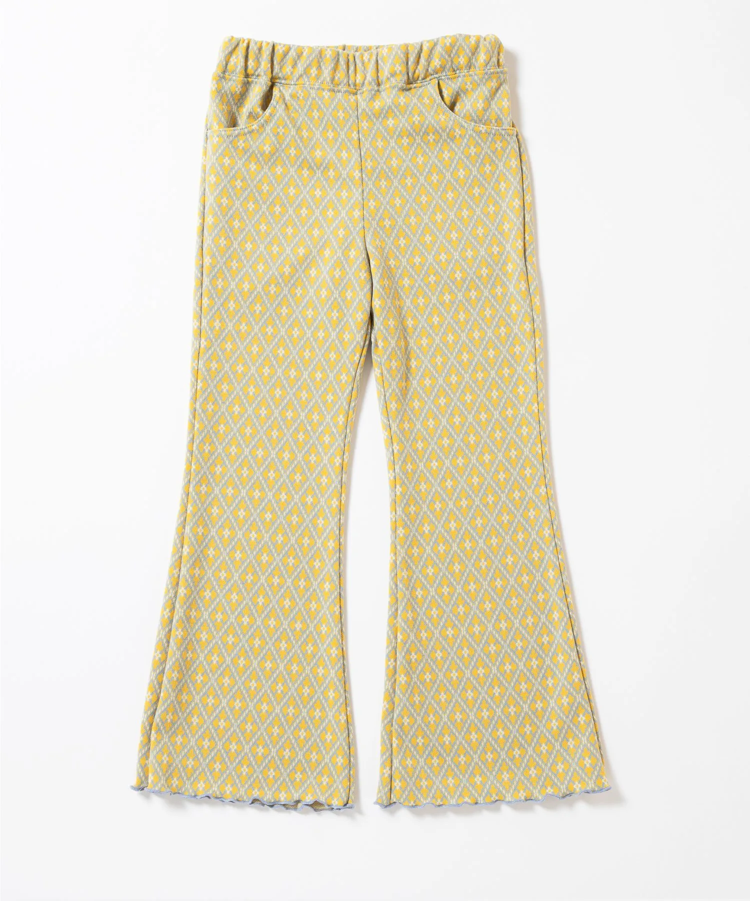 Расклешенные брюки из жаккардовой ткани по всей поверхности Ever Closet, Yellow — фото 4
