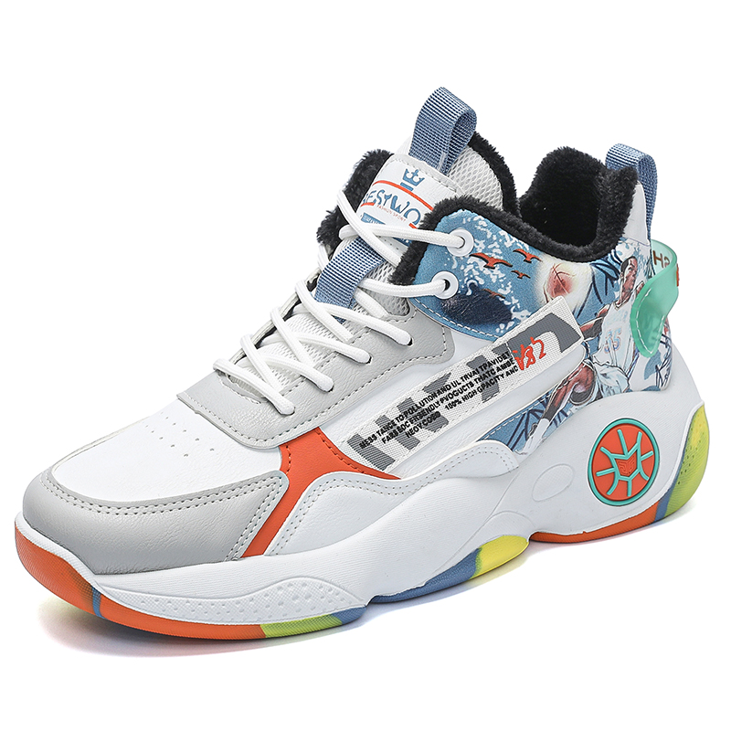 

TONYBEAR Износостойкие баскетбольные кроссовки Mid Top мужские бело-синие, цвет White Blue