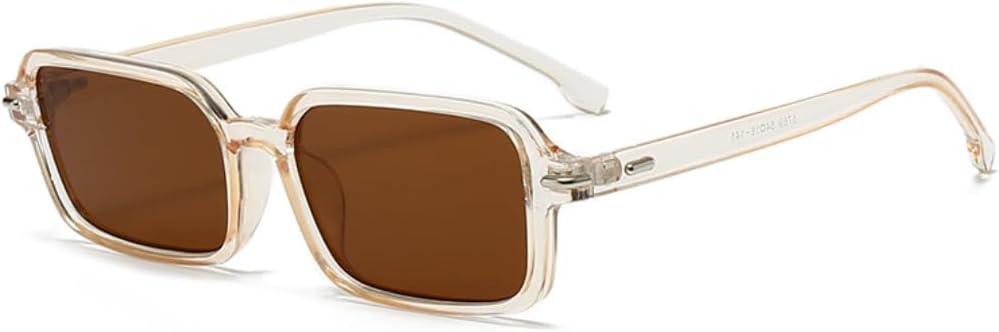 

Ретро прямоугольные солнцезащитные очки для женщин, модные очки с заклепками, мужские модные очки в стиле панк с леопардовым принтом, солнцезащитные очки UV400 TVTBBVV, Champagne Tea