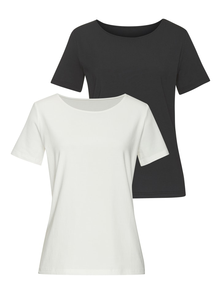 

Футболка кремового и черного цветов LASCANA, Черный, Футболка кремового и черного цветов LASCANA