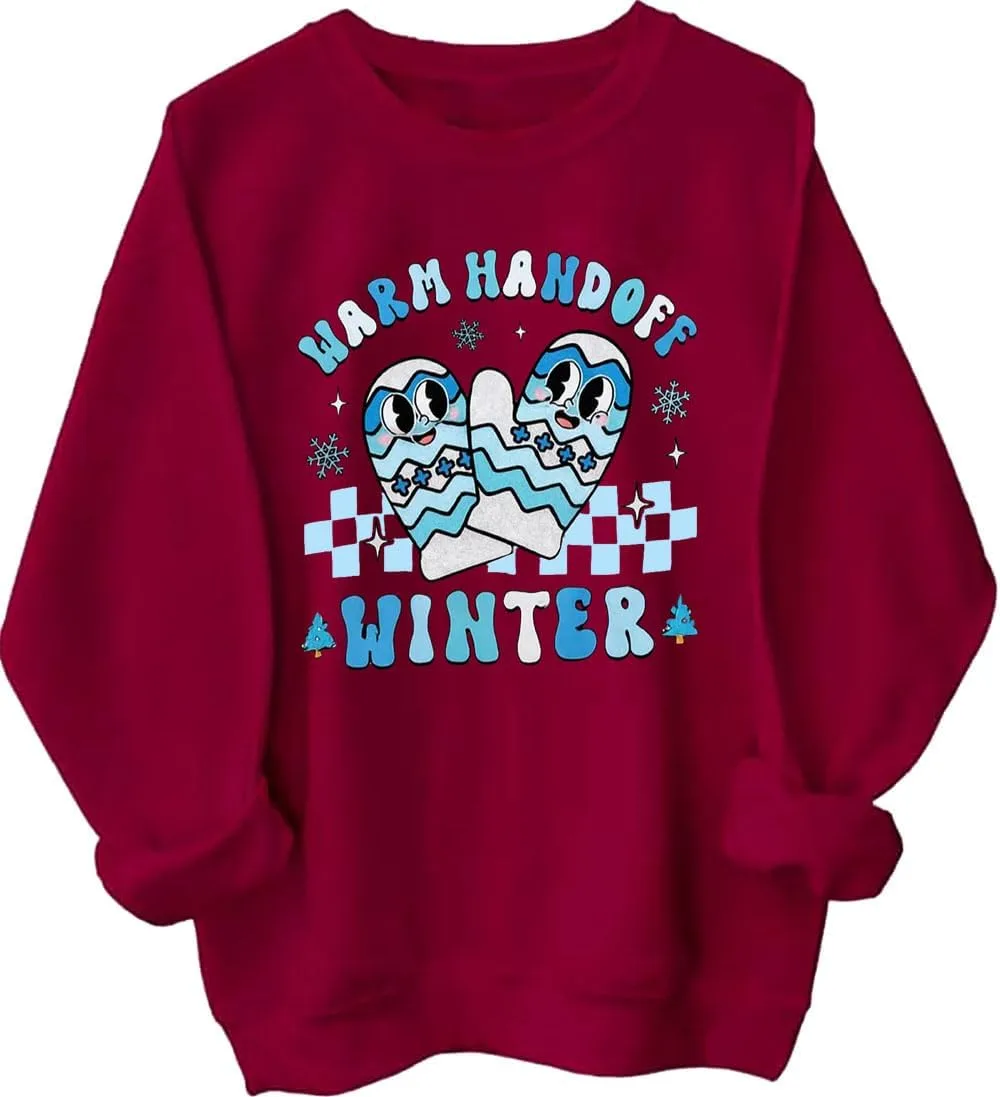 

Теплый зимний свитшот с милыми мультяшными варежками Czbic