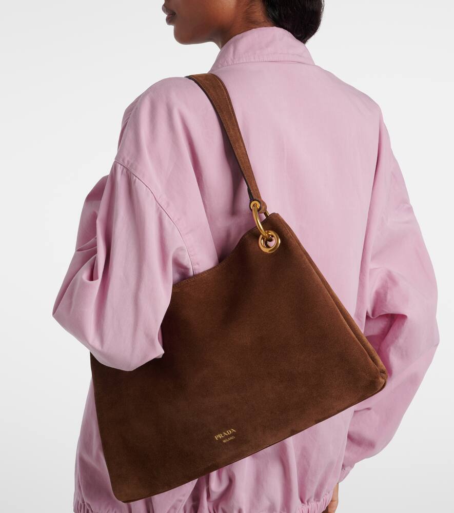 Etude большая замшевая сумка через плечо Prada, Brown — фото 2