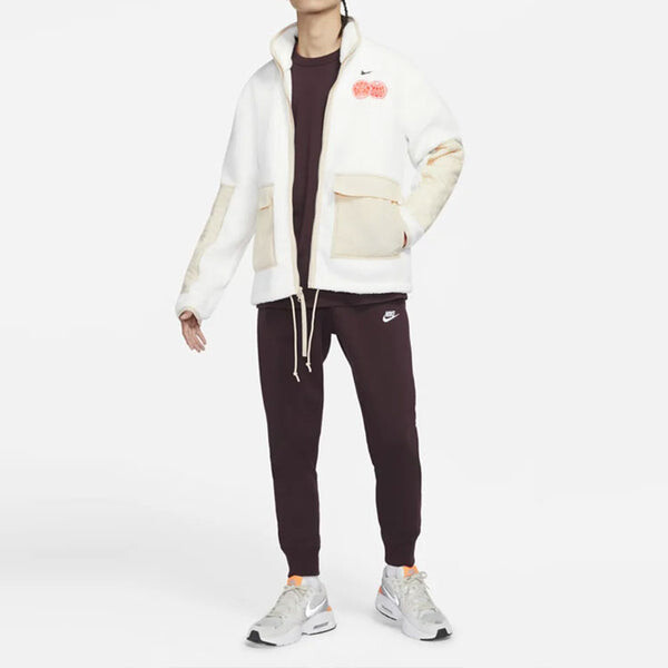 Куртка Nike CNY Chinese New Year's Edition Contrast Color Stitching Loose Sports Stand Collar Jacket Beige, цвет creamy — фото 3
