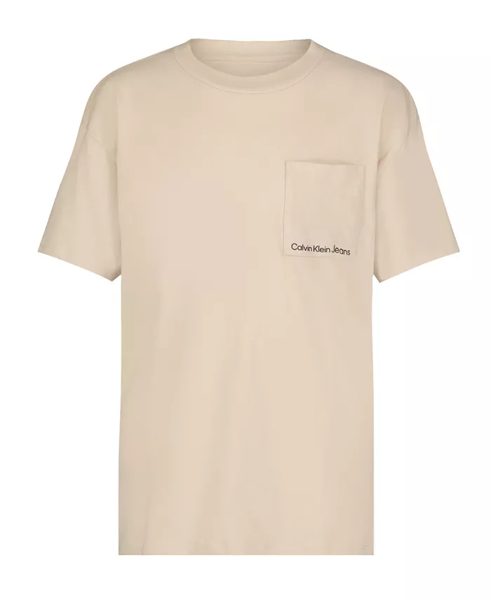 

Calvin Klein Boys 8-20 футболка с коротким рукавом и квадратным карманом Calvin Klein, загар/бежевый