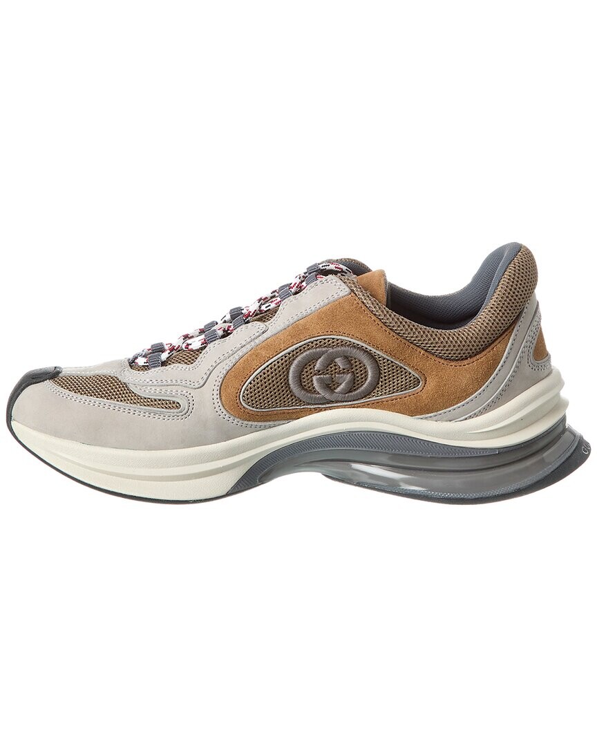 

Кроссовки Gucci Run из замши и сетки, серый