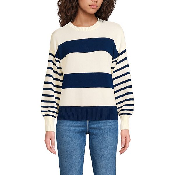 

Свитер Petite drifter jersey crewneck Lands' End, Navy Ivory Stripe
