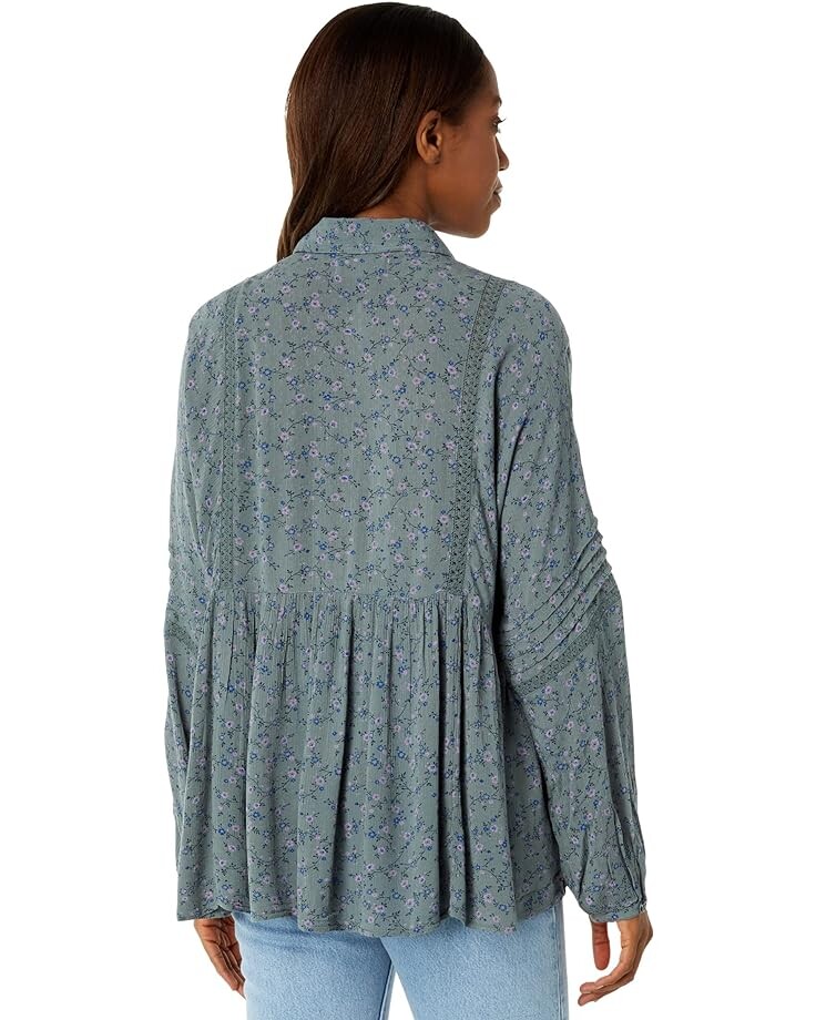 

Блуза Lucky Brand Floral Popover Blouse, цвет Green Multi
