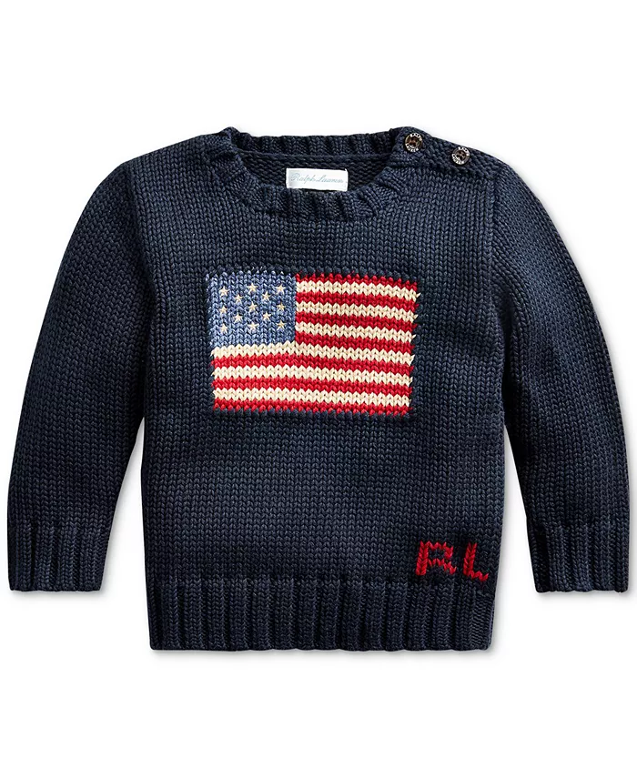 

Детский свитер с флагом The Iconic Flag для мальчиков и девочек Polo Ralph Lauren, синий