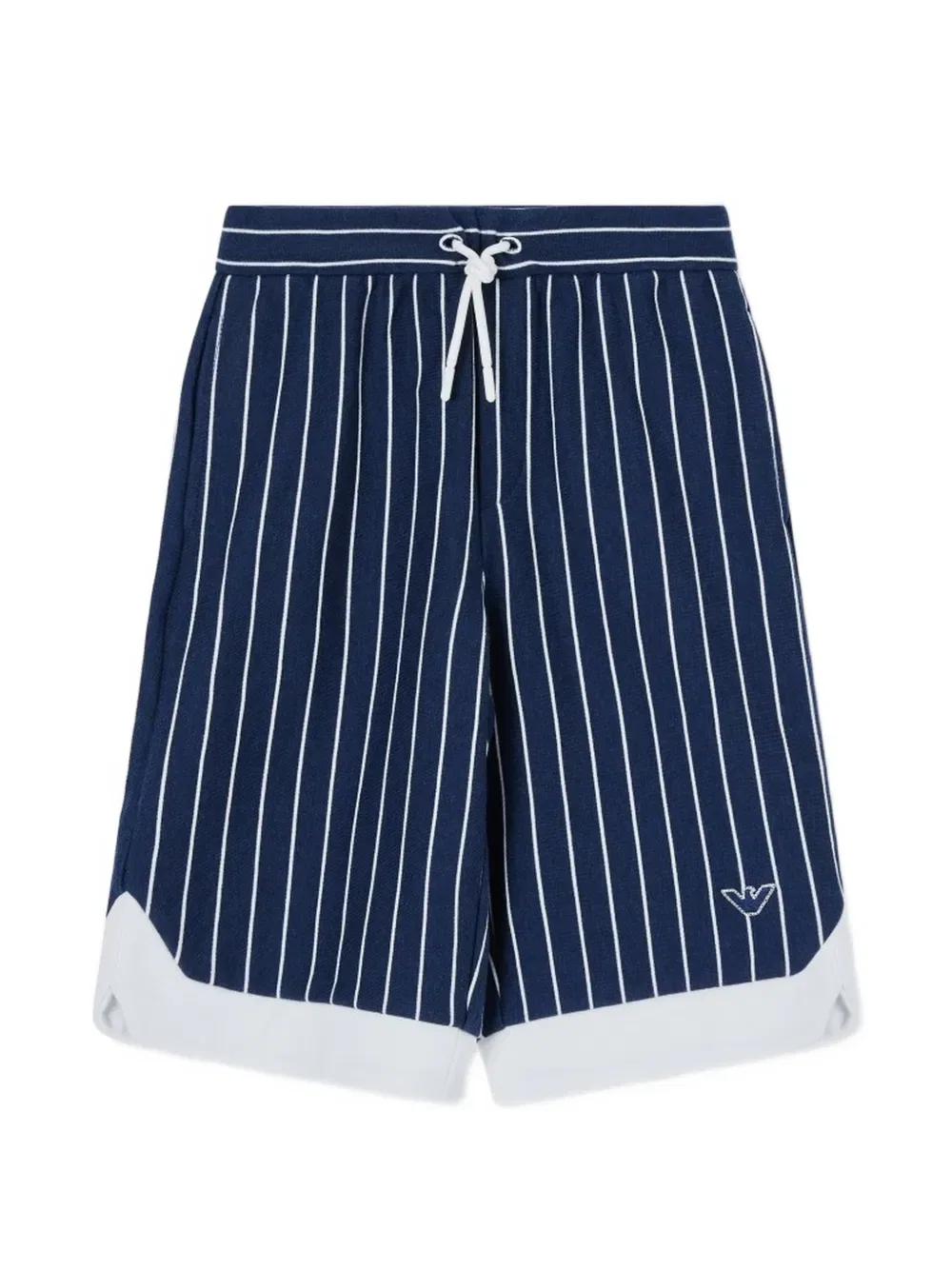 Хлопковые шорты в полоску на шнуровке Emporio Armani Kids, синий