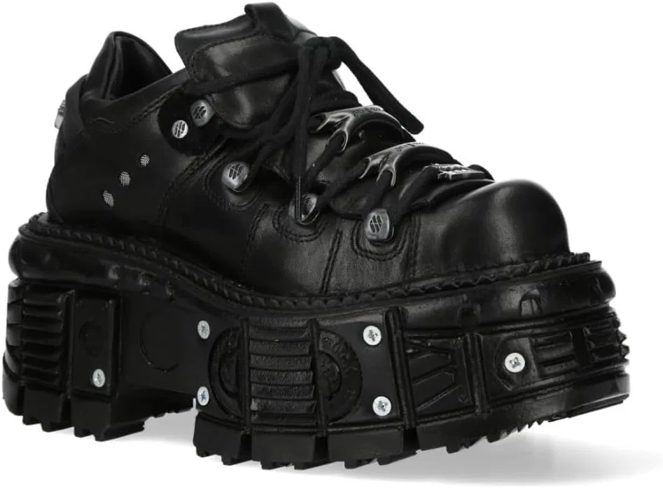 New Rock Новые готические панк-ботинки в стиле рок M-120NC-C4 из коллекции Metallic, унисекс, черная кожа — фото 3