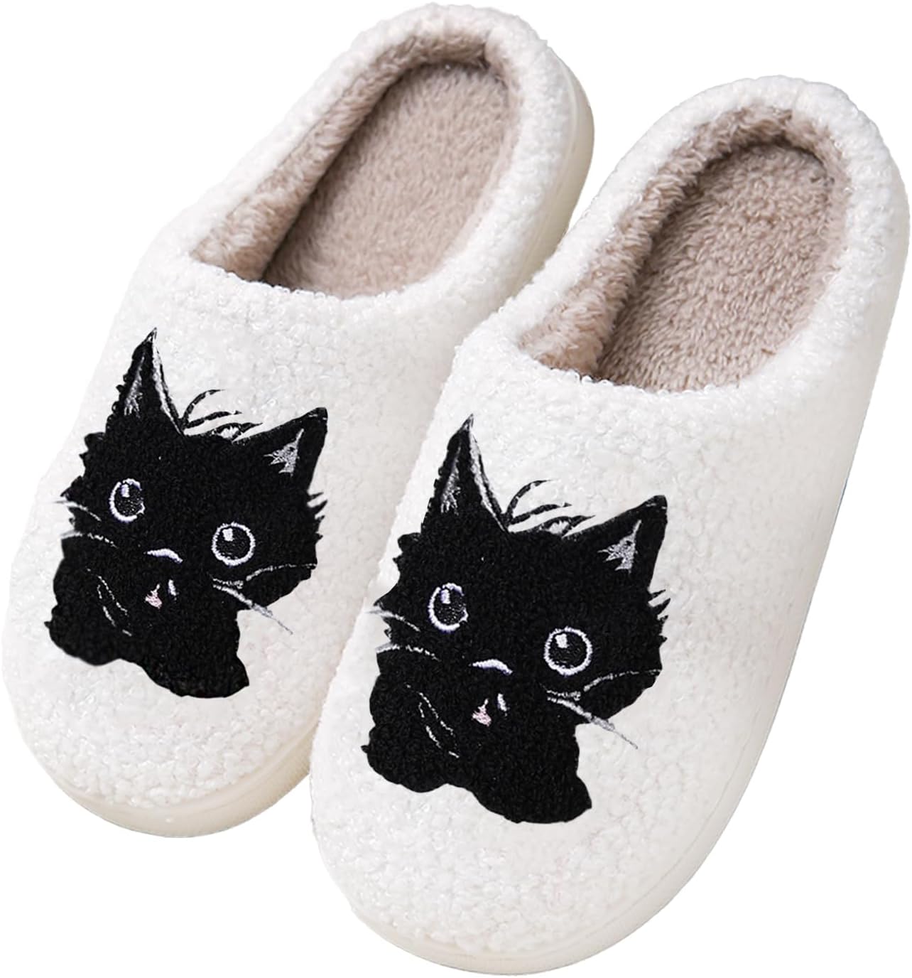 

Тапочки QHTAZ для женщин и мужчин с эффектом памяти, теплые, пушистые и уютные, противоскользящие, для дома и улицы, черный