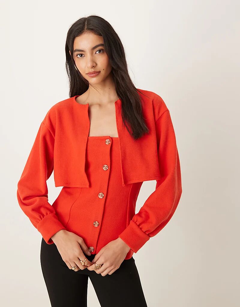 

Мягкий на ощупь комплект бандо и кардигана 2 в 1 от ASOS DESIGN красного цвета