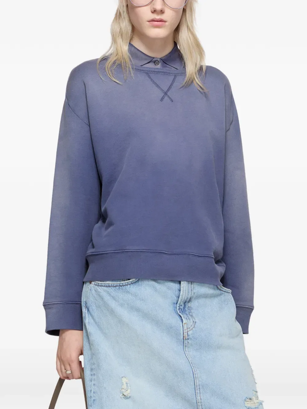 Толстовка с круглым вырезом и логотипом Acne Studios, синий