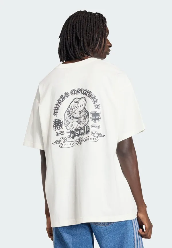 Футболка с принтом лягушки Adidas Originals, Off White