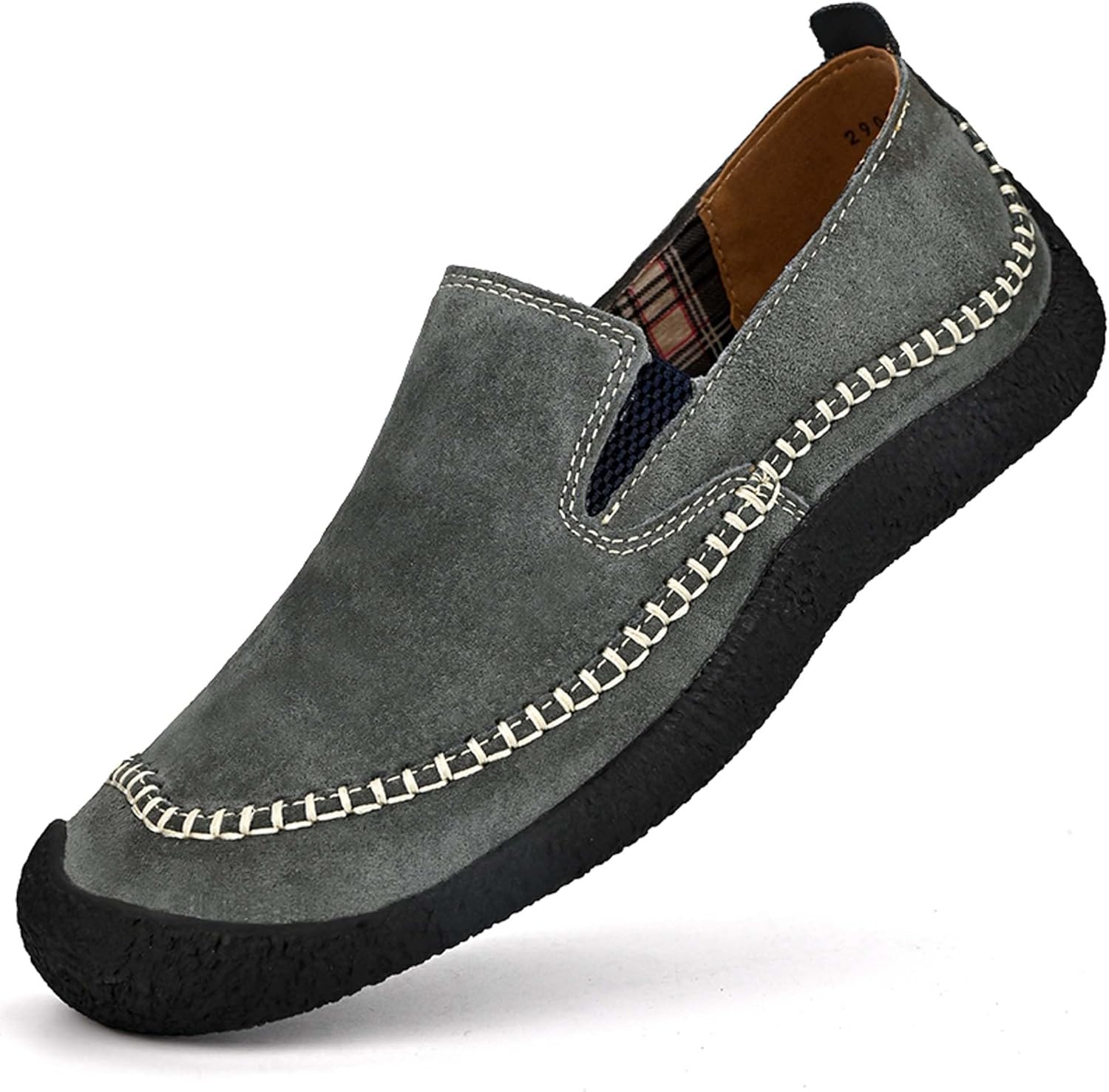 

Мужские повседневные слипоны для ходьбы, верх из премиальной кожи, мужские туфли для вождения, противоскользящие, износостойкие, удобные и дышащие, подходят для всех сезонов Generic, темно-серый