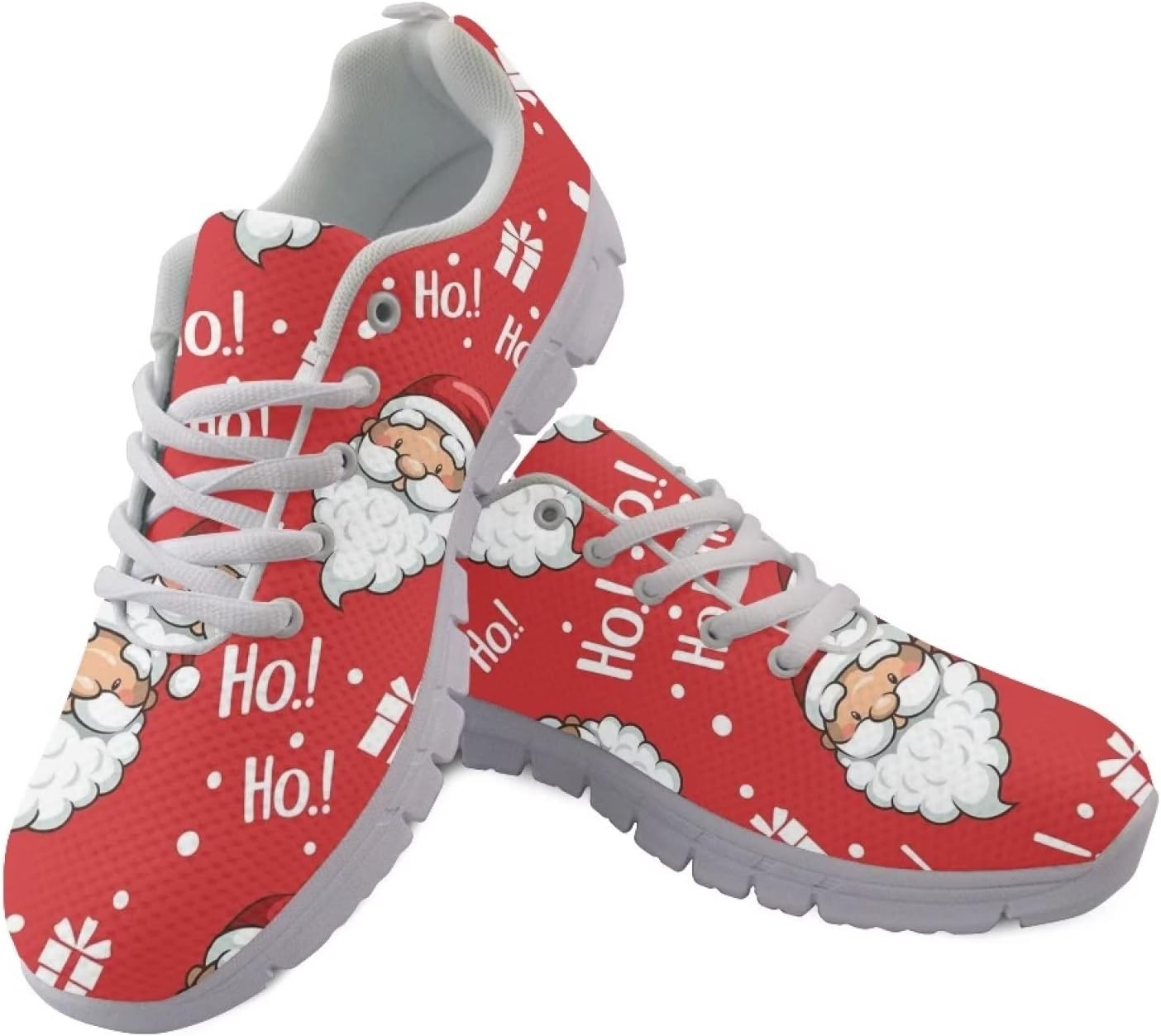 

Мужские кроссовки GIFTPUZZ с шнуровкой для занятий спортом, беговые, с высокой подошвой, дышащие, легкие, для тренажерного зала и тенниса, Christmas Santa Claus