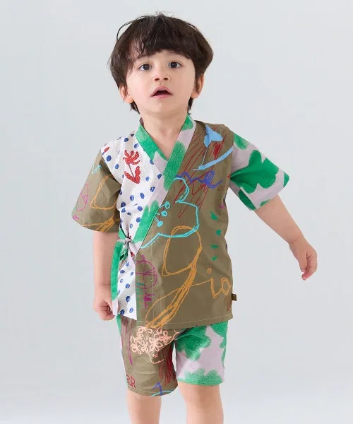 Детское кимоно jinbei MOEMUSISAN X moimoln, серое