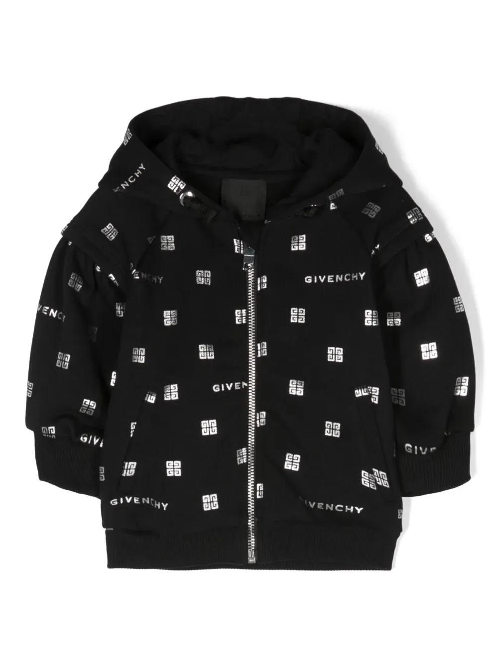 Хлопковая толстовка с принтом металлизированного логотипа Givenchy Kids, черный