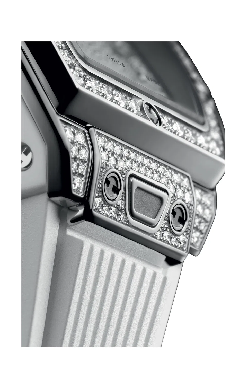 SPIRIT OF BIG BANG STEEL WHITE FULL PAVÉ 32 ММ - 682.SE.9000.RW.1604 HUBLOT, золотой — фото 3