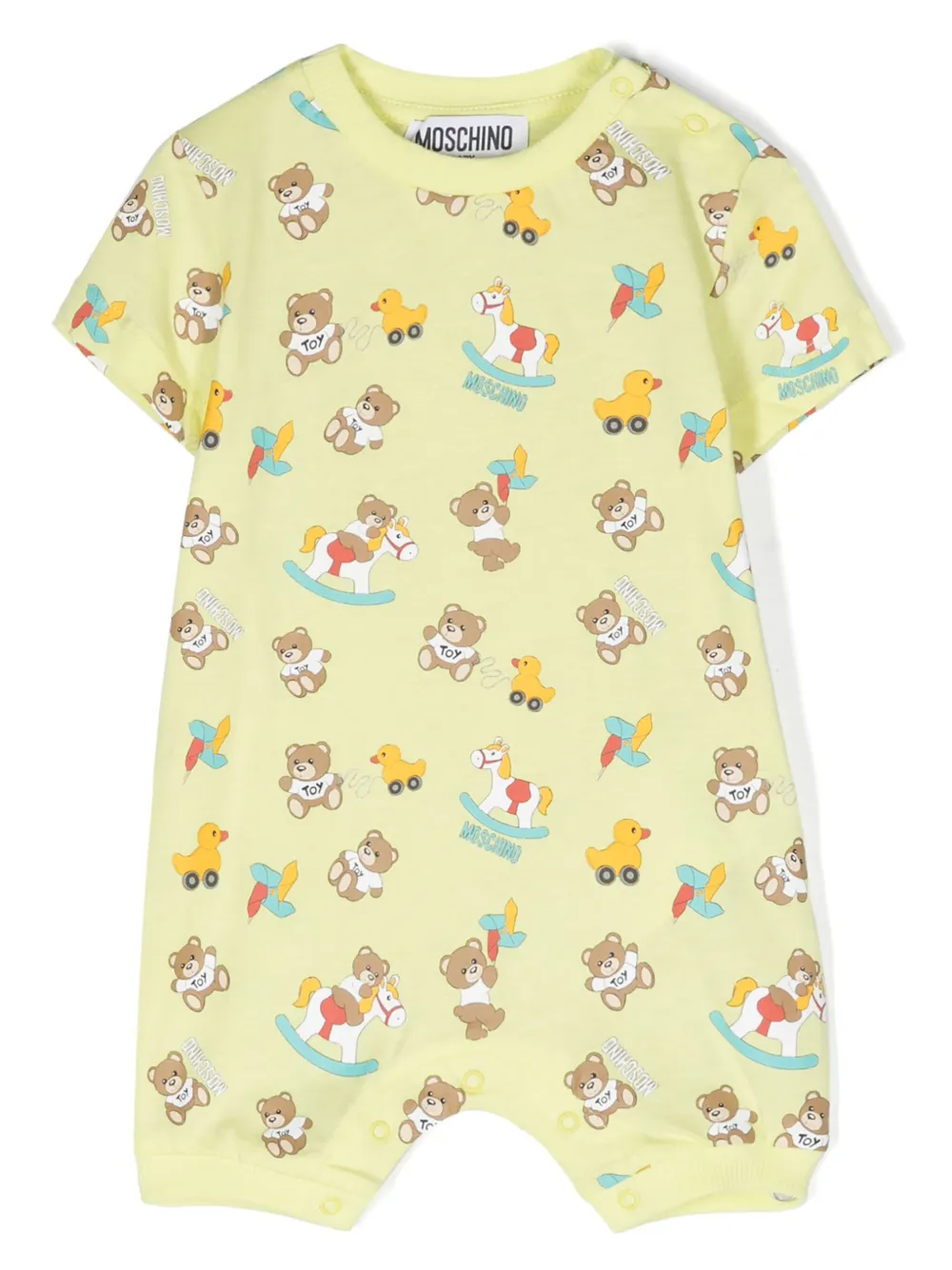 Комплект из двух ромперов Teddy Bear с логотипом Moschino Kids, зеленый — фото 2