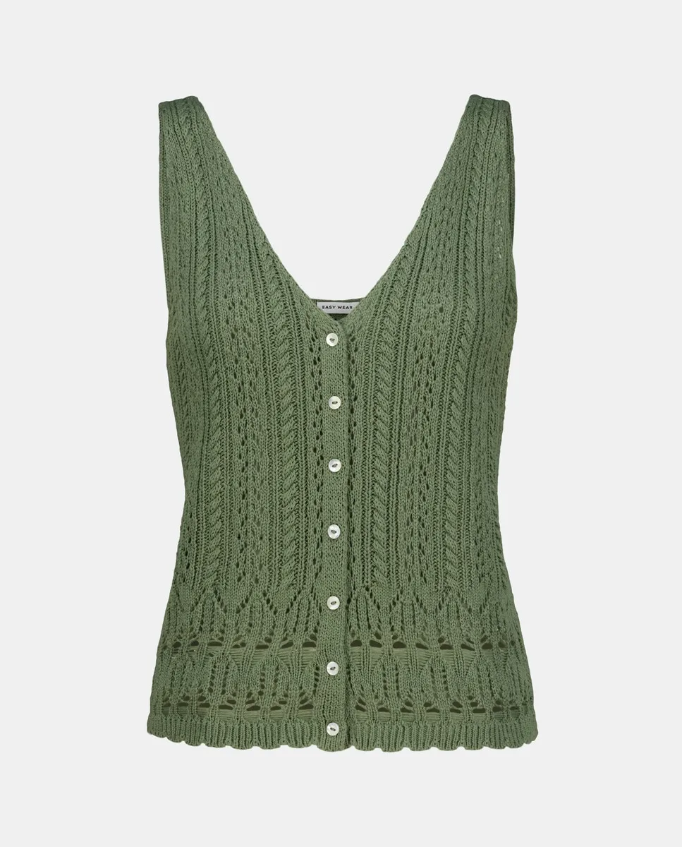 

Вязаный крючком женский топ с пуговицами Easy Wear, хаки
