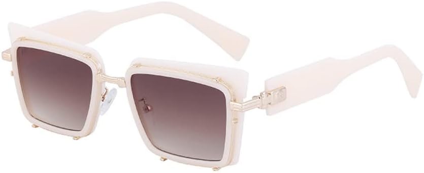 

Винтажные солнцезащитные очки «кошачий глаз» для женщин, из сплава, с черным градиентом, с защитой от УФ-излучения UV400, для мужчин, в стиле хип-хоп, для вождения LANGSER, White Tea