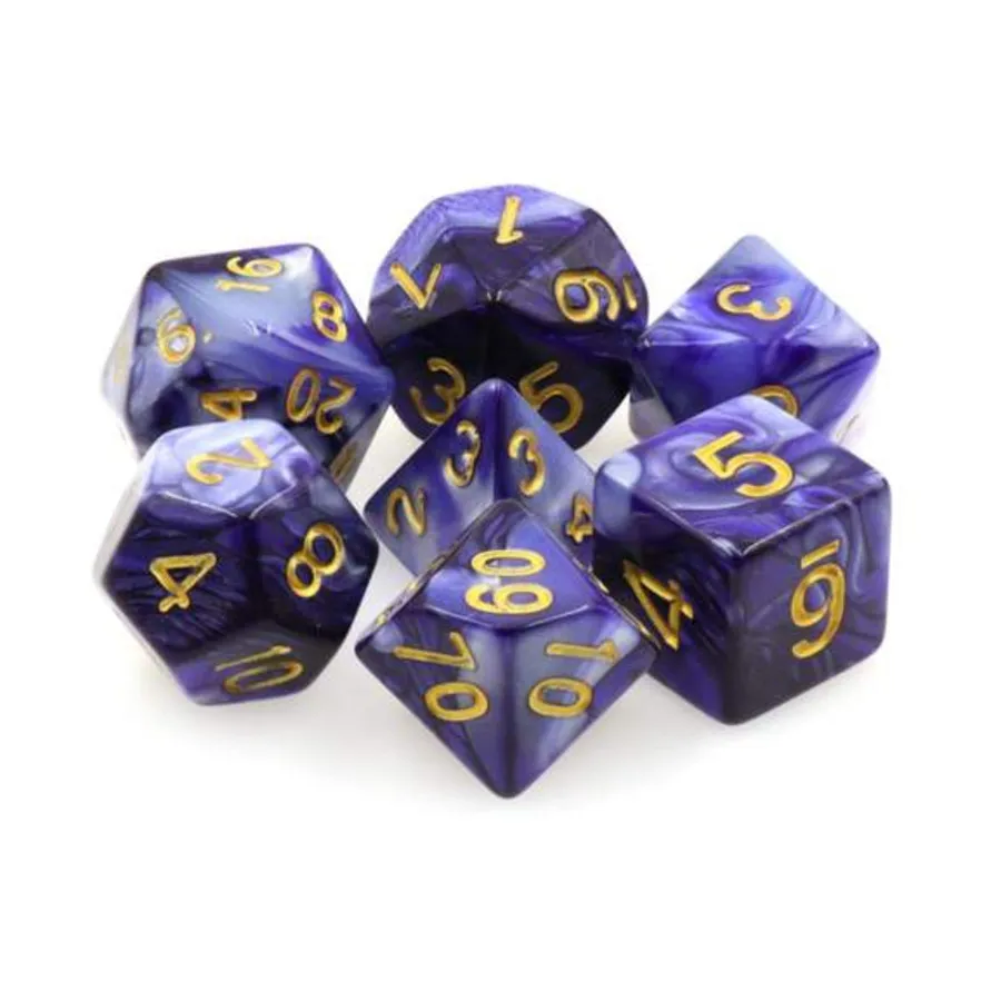 

Набор Poly - Чароит с золотом (7), Dice Sets - Resin/Acrylic - Blue, Green, & Purple (Foam Brain Games)