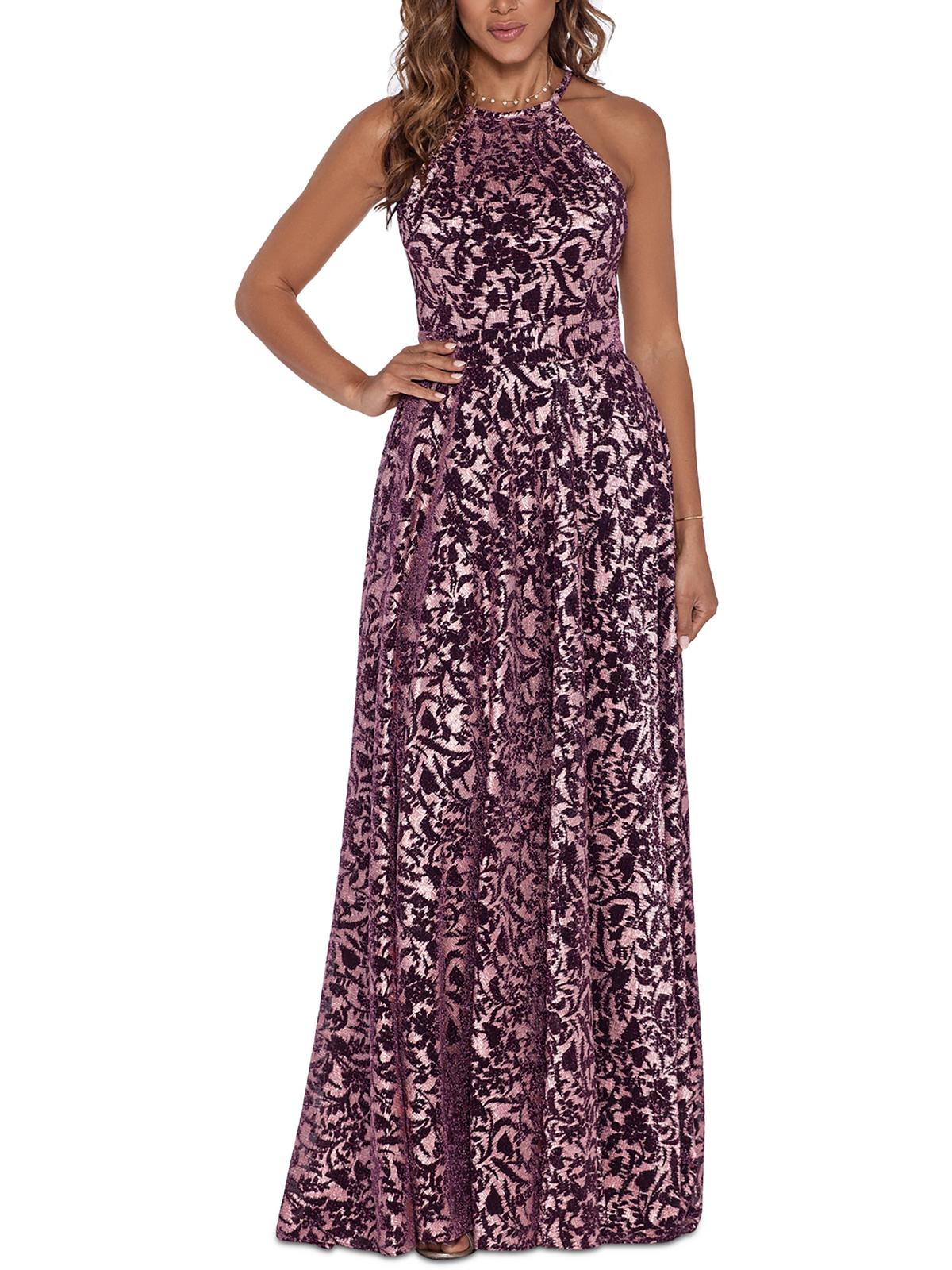 

Платье макси Petites Womens Metallic Burnout Betsy & Adam, цвет wine rose