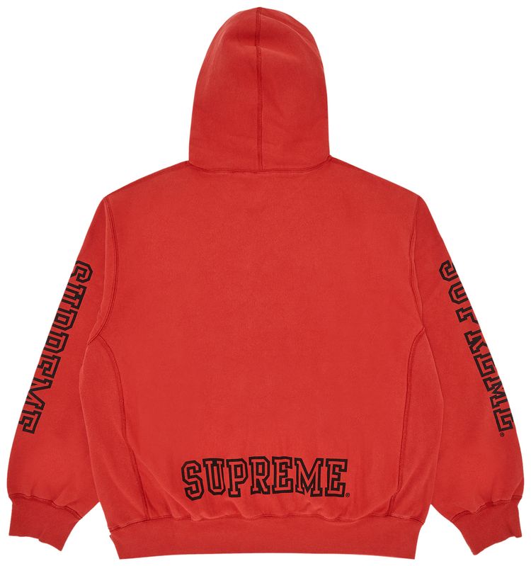 Толстовка Supreme Collegiate Sleeve Hooded Sweatshirt 'Burnt Red', красный — фото 2
