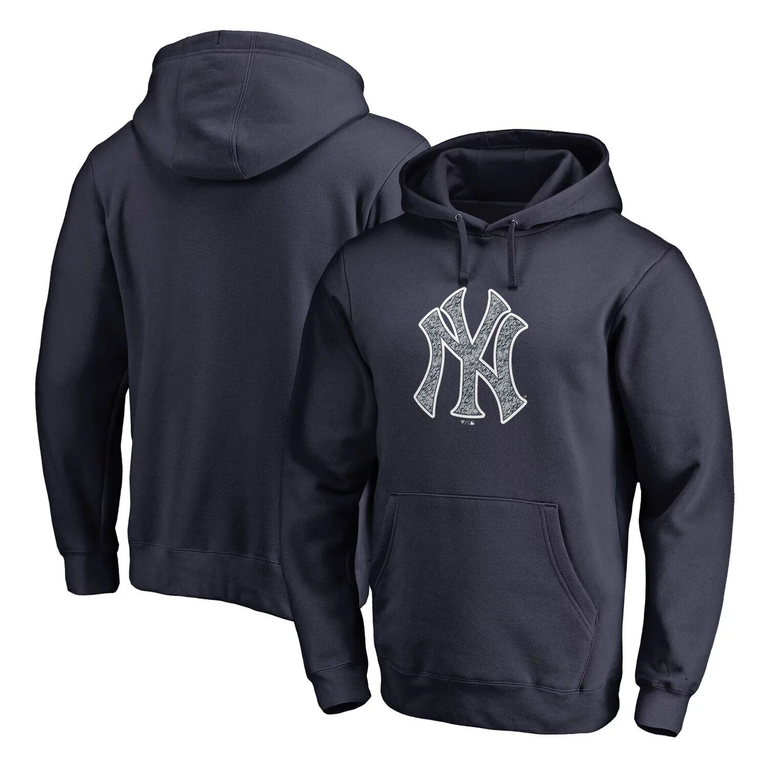 

Мужской темно-синий пуловер с капюшоном со статическим логотипом New York Yankees Fanatics