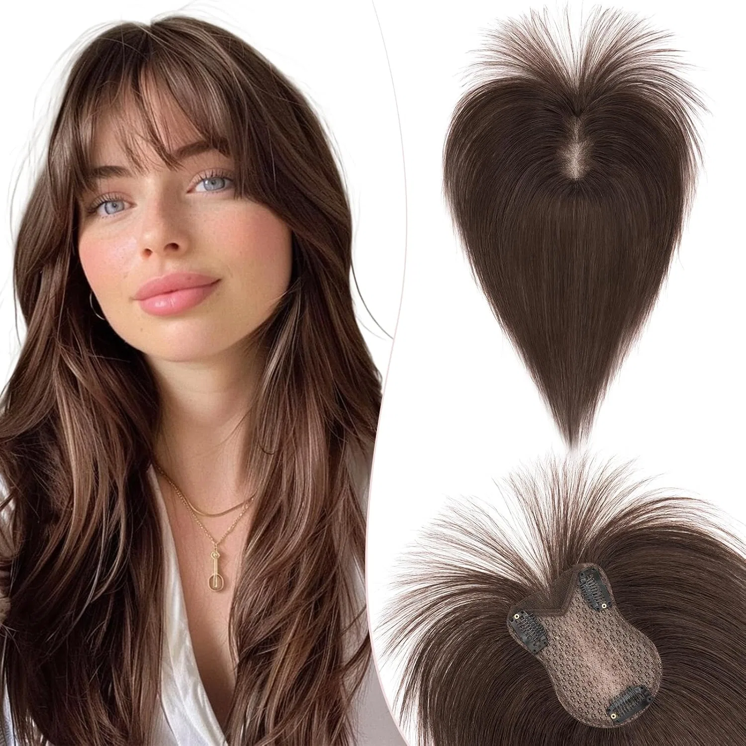 Накладка для волос с челкой из натуральных волос от Silk-co Silk-Co, #02 Dark Brown