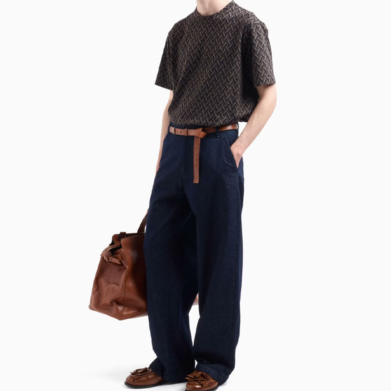 Футболка Asv Icon Jacquard EMPORIO ARMANI, коричневый — фото 3