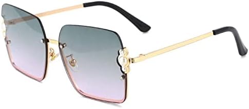 

Солнцезащитные очки в полуободковой оправе для женщин, жемчужные, с защитой от УФ-излучения UV400, винтажные солнцезащитные очки с градиентным переходом цвета MTZJH, Green Purple