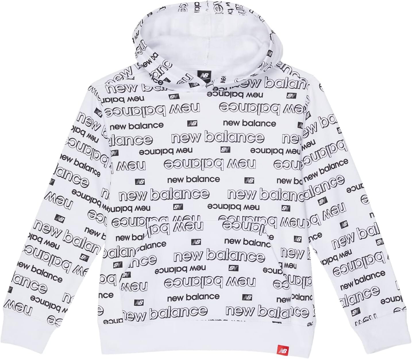 

Худи New Balance Core All Over Print Fleece Hoodie, белый