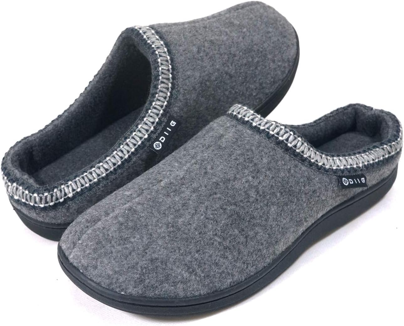 

Мужские тапочки с эффектом памяти, комфортные, с подкладкой из полярного флиса, серые/темно-синие, с противоскользящей подошвой, для дома и улицы DIIG, темно-серый