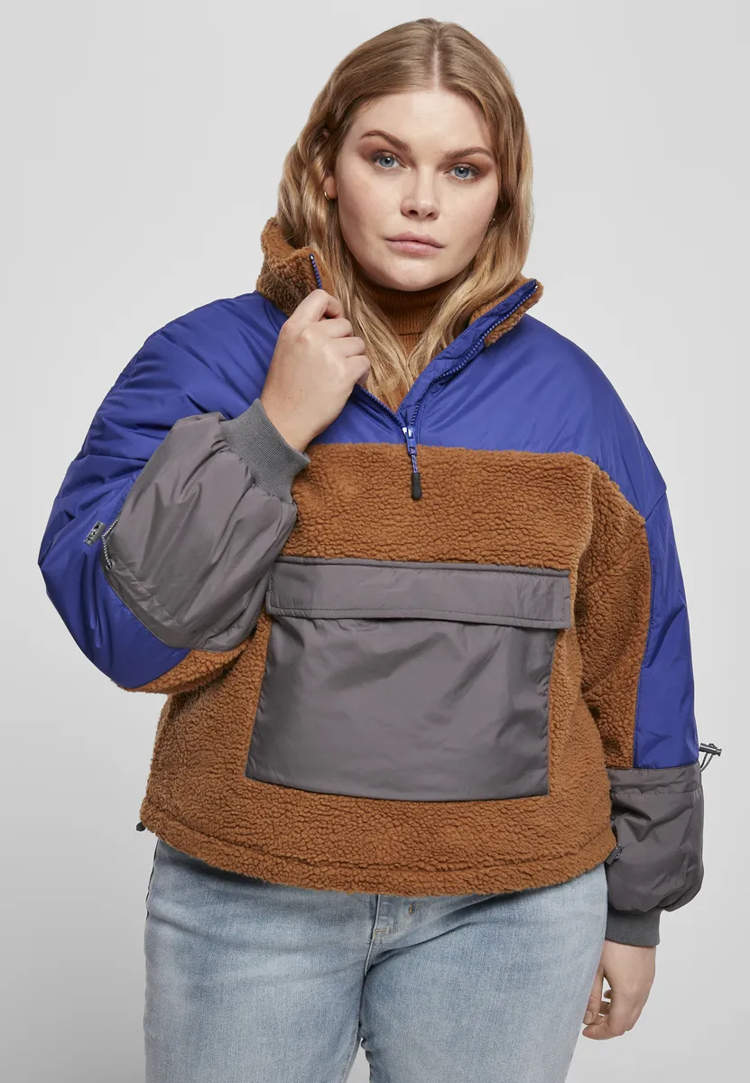 

Всепогодная куртка URBAN CLASSICS " Urban Classics Women's Ladies Sherpa 3-Tone Pullover Jacket" (1 шт.), без капюшона, фиолетовый